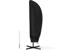 WISCLASS Sonnenschirm Schutzhülle,Sonnenschirm Abdeckung für 2 bis 4 M Große Sonnenschirm Abdeckhauben Outdoor Ampelschirm, Wetterfeste, UV-Anti, Winddicht und Schneesicher 265 x 40/70/50 cm-schwarz