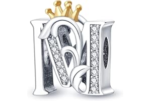 QIKAOLA 925 charmes en argent lettre sterling alphabet A-Z pour Pandora bracelet et collier ciondol en argent perles charme compatible avec collier européen pour les femmes