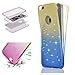 Produktbild Glitzer Hülle für iPhone 5S,Bling Glitter Hülle für iPhone SE Double Side Full Body Silikon Schutzhülle,Leeook Cute Elegant Retro Kreative Gradient Gelb Blau Silikon Crystal Vorne und Hinten 360° Full Cover TPU Ultra dünn Case Vorne Hinten Beidseitiger Schutz Full Handytasche Durchsichtig Transparent Front Back Doppelseitig Touchscreen TPU Silikon Dünne Komplette Schale Bumper Case Cover für iPhone 5S/5/SE + 1 x Schwarze Eingabestift-Yellow Blue