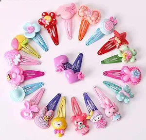 20PCS Mix Color Barrette Baby Hair Clip Cute Flower Solid Cartoon Handmade Resin Children Hairpin Girl Hair Clip Accessories 10 PAIR