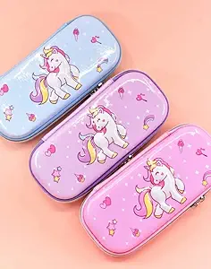 Tera13 Designer Pack of 1 Unicorn Embossed Pencil Box Cute 3D Rainbow Unicorn Star Pencil case Large Capacity Hardtop eva Pencil case Pouch Organizer for Girls Kids (Pencil Pouch)
