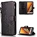 Produktbild FNBK Samsung Galaxy A8 Plus 2018 Hülle Leder Schwarz Löwenzahn Blumen Handyhülle Holster Leder Flip Wallet Cover Tasche Stand Case Card Slot Magnetverschluß Kratzfestes Schutzhülle
