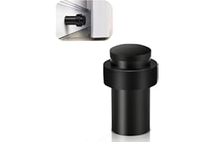 TOKPLNU Door Stops, Heavy Duty Stainless Steel Door Stop Floor Wall Mounted Black Floor Door Stopper Wall Protector with Sound Dampening Rubber Bumper Tall Modern Door Stoppers for Skirtings, 1 Pack