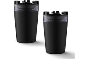 Kytpyi Ashtray, Car Ashtray, 2 PCS Wind-proof Detachable Portable Ashtray with Water Tank Buckle, Fire-retardant Thicker High-capacity Stainless Steel Ash Trays Outdoors Indoors Camping Car(Black)