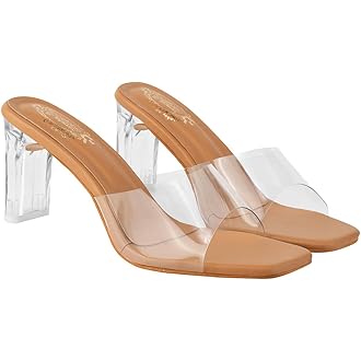 Buy Shoetopia Stylish Trasparent Detailed Black Block Heels For Women & Girls /EU40 at Amazon.in