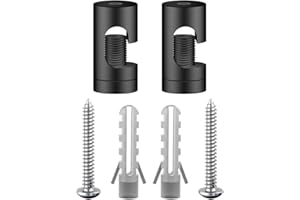 ‎OASHISU OASHISU 2 Stück Aluminiumlegierung Aufputz-Kabelhalter für Lampe Zweiteilige Wand- und Deckenpins für Textilkabel Deckenbefestigung Affenschaukel DIY mit Schrauben und Dübeln, Schwarz