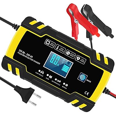 InThoor Chargeur de Batterie Intelligent 12V/24V 8A, 3 Étapes de Chargeur Batterie Mainteneur et Automatique Réparation Fonction pour Voiture Moto Camion, AGM, Gel, Wet, SLA(6-150AH)