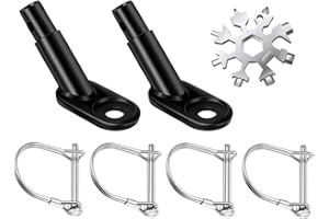 Kellegour 2 Attelage de Remorque de Vélo avec 4 Goupilles de Verrouillage et Outil Flocon de Neige,Remorque Universel Attelage Connecteur d'Attelage de Remorque,Coupleur de Remorque de Vélo(Noir)