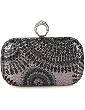 Damen Abendtasche Zweiseitig Perlen Beaded Clutch Elegant Party Hochzeit Handtasche Umhängetasche Schultertasche
