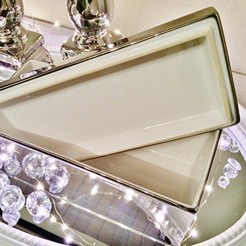 Keramik Aufbewahrungsbox Box Silber Deko Kasten Schmuckkasten mit Deckel - 5