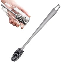 Glass & Water Bottle Brush Cleaner Set - Long Handle With Removable Head, Cleans Bottles, Straws, Cup Crevices