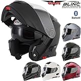 Casco para motocicleta V271 Blinc con Bluetooth VCAN modular, con visor, en varios colores, negro, Medium