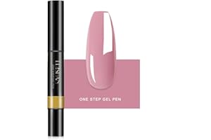 Uhat One Step Gel Nail Polish Pen 3 in 1 Step UV Nail Gel Painting Pen No Base Top Coat Need Nails Art Tool (07#)