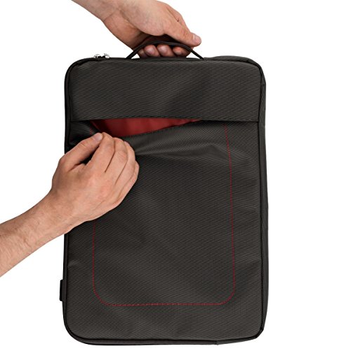 kwmobile Umhängetasche für 15″ 15,6″ Laptop / Ultrabook – Laptoptasche aus Nylon mit Reißverschluss und Tragegurt in Dunkelgrau – z.B. geeignet für Apple, Samsung - 2