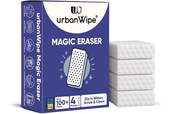 UrbanWipe Magic Eraser Cleaning Sponge | Pack of 4 | Powerful Multi-Purpose Stain Remover | No Chemicals Required | Effortles