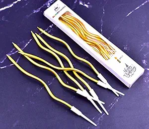 Wanna Party Twisty Metallic Golden Spiral Candles - 6pc, Twisty Candles for Birthday, Baby Shower, Wedding Party & Cake Decoration