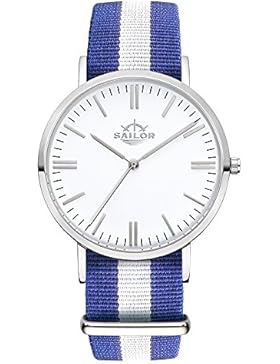 Sailor Armbanduhr Classic Captain silver mit Nylonarmband, Farbe Ziffernblatt:weiß, Durchmesser:36mm
