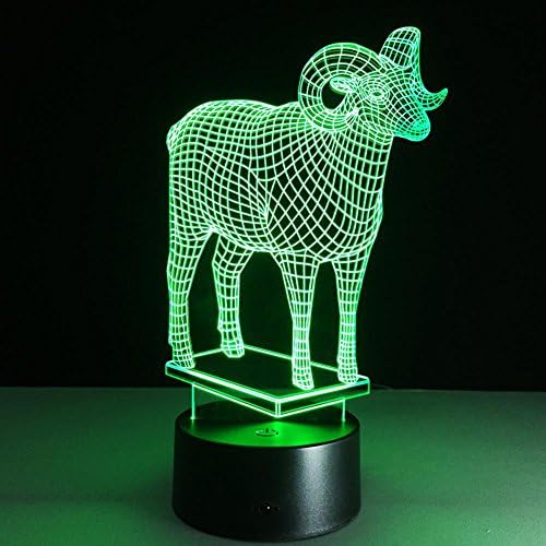 IAGM 3D LED Illusion Night Light Goat Touch 7 Color Change USB Acrylic Board Visual Atmosphere Intelligent Home Desk Lamp Creative Gift