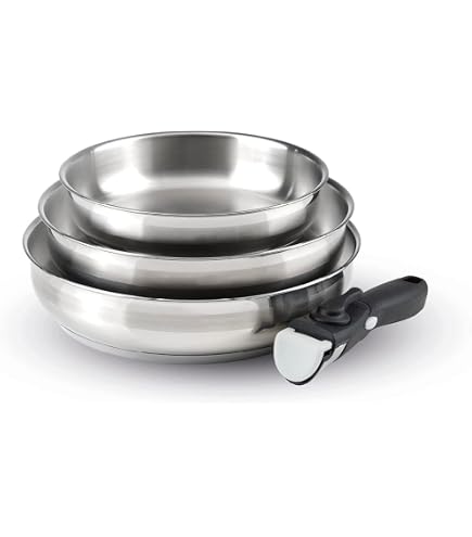 Batterie De Cuisine Arthur Martin 3 Pièces - Acier Inoxydable Multicolore Avec Manche Amovible