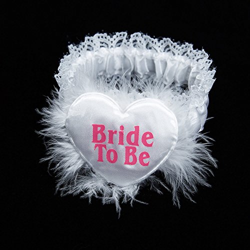 Hochzeit Braut Brautschleier zum Set, Wartoon Bride to Be Schärpe Strumpfband Abzeichen und weiße Hochzeit Brautschleier mit Kamm, 4 Stück - 3