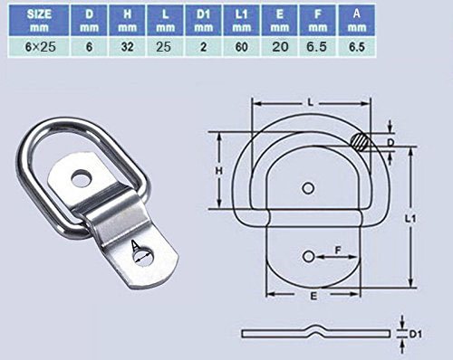 10 unidades de anillas en D para remolque, anclaje forjado, anillo de