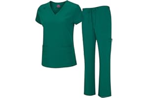 Natural Uniforms Women's Cool Stretch V-Neck Top and Cargo Pant Scrub Set with Regular and Petite Sizes