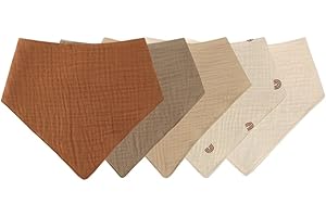 URFEDA Baby Absorbierende Dreieckstuch Lätzchen, 5 Stück Sabberlätzchen, Doppellagig Saugfähige Weiche Musselin Halstuch für Baby, Verstellbares Musselin Halstücher für Baby Junge und Mädchen Unisex