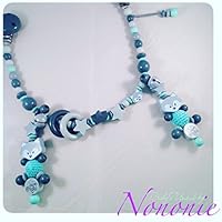 Kinderwagenkette mit NAMEN oder STERNEN - 3D Füchse - mint, grau , hellgrau