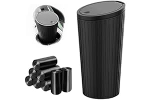 YAMAIDUO Auto Mülleimer mit Deckel, Kleiner Automülleimer mit 8 Rollen Müllbeutel, Wasserdicht Geruchshemmend Auslaufsicher Praktischer Mini Mülleimer, Auto Zubehör für Zuhause, Büro, Schwarz