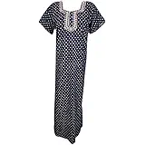 Indiatrendzs Women's Nighty Cotton Printed Summer Embroidered Blue Nightwear Chest 44 (Blue)
