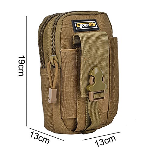 Eyourlife Bolsa Compacta de T  ctico Bolso de Cintura Bandolera Ri  onera Militar de Marcha Hombre Mujer para M  viles Accesorios de Camping Senderismo Pesca Caza Deporte al Aire Libre Amarillo-Marr  n