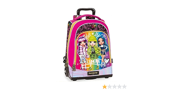 TROLLEY zaino scuola Rainbow High + Omaggio 7 Penne Scatto cancellabili +  Penna Luminosa LED e portachiave Paillettes : Amazon.it: Valigeria