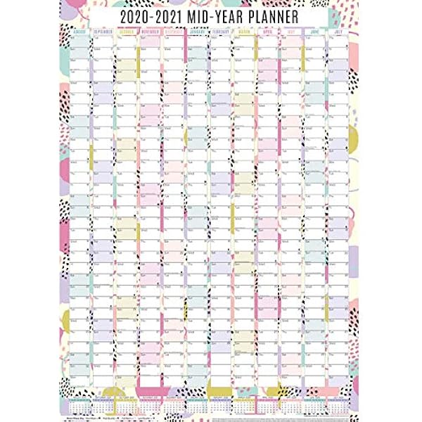 Large A1 2020 2021 Academic Mid Year Wall Planner Calendar With Free Pen Circle Dot Art Amazon Co Uk Office Products