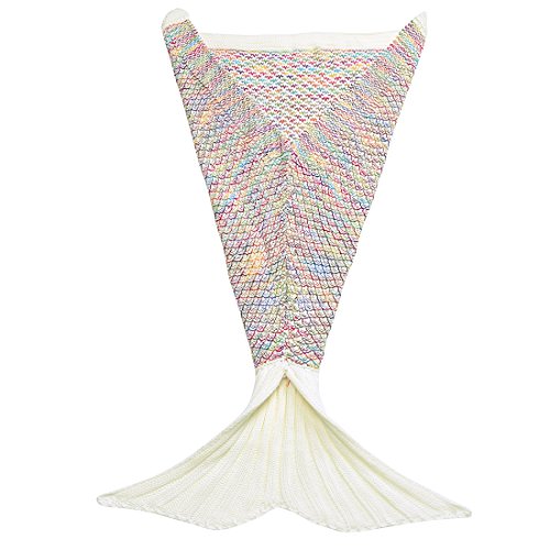 YiZYiF Meerjungfrau Flosse Decke Handgemachte Gestrickte Baby Schlafsack Wohnzimmer Kuscheldecke Sofa Decke für Erwachsene und Kinder Größen in S, M, L - 3