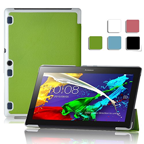 ELTD Lenovo TAB3 10 Plus / Lenovo Tab 3 A10-70F Hülle Case - Ultra Schlank Smart Cover Tasche Schutzhülle Case für Lenovo TAB3 10 Plus / Lenovo Tab 3 A10-70F 25,65cm (10,1 Zoll Full HD IPS) mit Standfunktion, Grün