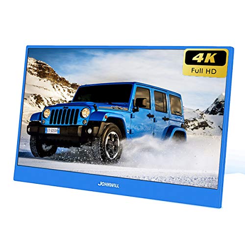 Preisvergleich Produktbild JOHNWILL 4K 13,3 Zoll Blauer tragbarer Monitor FHD 3840 x 2160 IPS-LCD-Monitor mit HDMI-Eingang, eingebautem Lautsprecher, Gaming-Monitor für Raspberry Pi PS3 / PS4 / Xbox