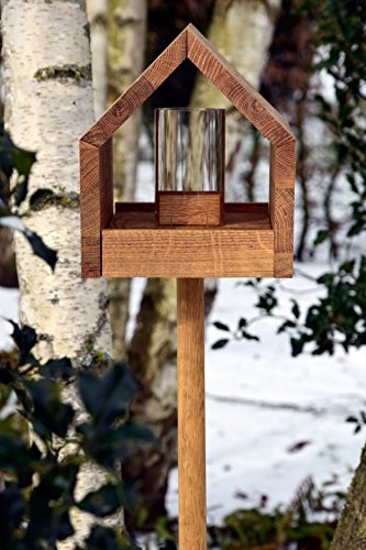 Luxus-Vogelhaus 46601e Eiche-Vogelfutterhaus mit Ständer, Satteldach, Futtertablett und Silo - 5