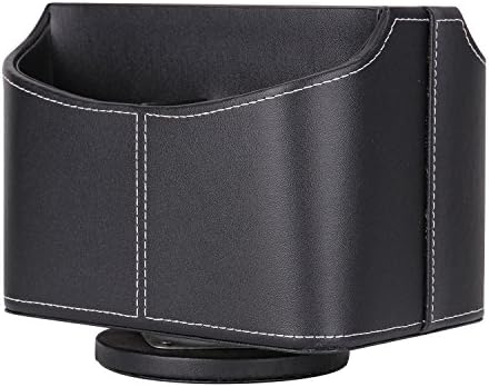 Meshela Leather Remote Control Holder,360 Degree Revolving Desktop Storage Media Storage Caddy 5 Compartments for TV Remote, iPad, Telephone,Pen,Pencil