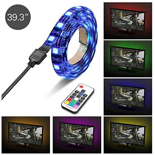Topist-Striscia-led-TV-100-cm-DC-5-V-USB-TV-retroilluminazione-LED-barra-luminosa-Kit-impermeabili-pi-colori-strisce-RGB-cuttable-USB-Flash-Illuminazione-d-Atmosfera-con-telecomando-IR-frtv-PC-Monitor