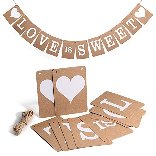 Hochzeit Bunting Banner Gerade verheiratetes Zeichen Flagge Love is Sweet für Hochzeit Party Dekoration von iShine (Love is Sweet)