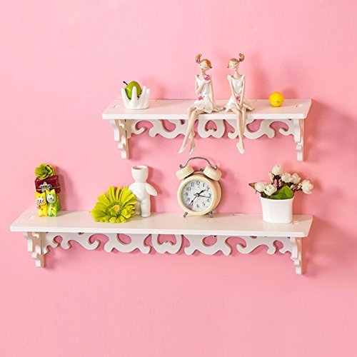 Yosoo Estanter  as de madera blanca elegante lamentable de filigrana del estilo El dise  o cortado estante de la pared  Pastoral tallado hueco de la pared decorativos Montada de unidades flotantes de estantes de la pared de visualizaci  n  S M 