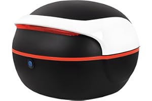 ‎ABESTME ABESTME Motorrad Topcase, Motorradkoffer Topcase, Topcase für Roller Motorrad Tour Tail Box Trunk Luggage Top Case für Helm Lagerung, abschließbare wasserdichte Träger Kunststoffkoffer - Weiß