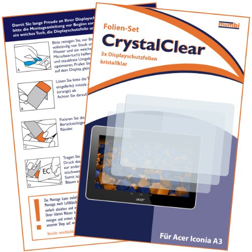 3 x mumbi Displayschutzfolie Acer Iconia A3-A10 25,4 cm (10 Zoll) Schutzfolie - 2