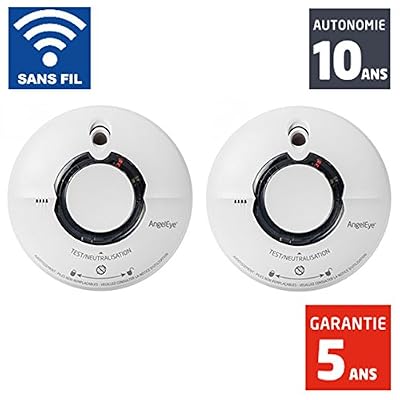 AngelEye - LOT DE 2 Détecteurs de fumée Angeleye ELEGANCE EXPERT INTERCONNECTABLE SANS FIL WST-AE630-FR - Autonomie 10 ans - Garantie 5 ans