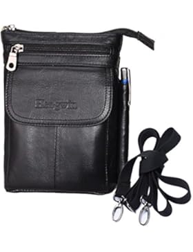 Hengying Leder Kleine Herrentasche Herren Umhängetasche Handy Gürteltasche Klein mit Handyfach Passt für iPhone...