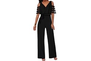 MJGkhiy Tuta Jumpsuit Donna Sexy Pizzo Tinta Unita Playsuit Cocktail Overall Monopezzi Tutine Gambe Grandi Overall Jumpsuit Salopette Romper Baggy Tuta Eleganti Cotone Lino Pagliaccetti