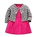 Produktbild Mädchen Kleid + Mantel Kleidung Set,OverDose Neugeborenen Baby Mädchen Floral Blumen Bluse Kleid + Feste Mantel Outfits Kleidung Set(18 Monate,Grau)