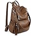 Produktbild UTO Damen Rucksack Geldbörse PU Washed Leder Cabrio Damen Rucksack Quaste Reißverschluss Tasche Schultertasche Pure Braun