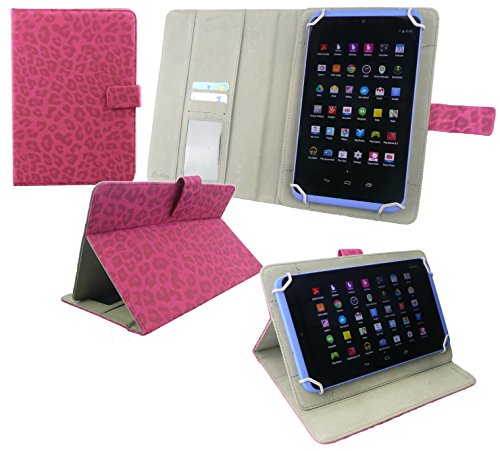 Emartbuy® Hot Rosa Eingabestift + ZTE Light 8 Tablet 7.85 Zoll Universalbereich ( 8 – 9 Zoll ) Faux Wildleder Leopard Hot Rosa Multi Angle Exekutiv Folio Mappen Kasten Abdeckung mit Kartensteckplätze - 2