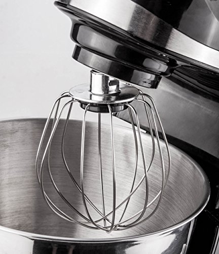 2000 Watt TurboTronic Küchenmaschine proMixPLUS mit Fleischwolf, Standmixer (1,5 Liter, Glasbehälter) und 5 Liter Edelstahl-Schüssel, 2,7 PS starker Motor, Rühr- und Knet-Maschine, Teigkneter - 5
